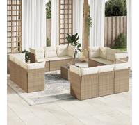 vidaXL Set Divano da Giardino 13 pz con Cuscini Beige in Polyrattan
