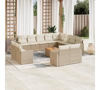 vidaXL Set Divano da Giardino 13 pz con Cuscini Beige in Polyrattan