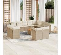 vidaXL Set Divano da Giardino 13 pz con Cuscini Beige in Polyrattan