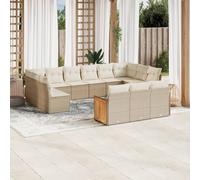 vidaXL Set Divano da Giardino 13 pz con Cuscini Beige in Polyrattan