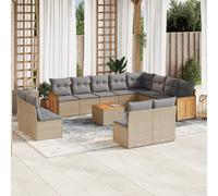 vidaXL Set Divano da Giardino 13 pz con Cuscini Beige in Polyrattan