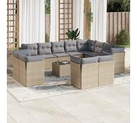 vidaXL Set Divano da Giardino 13 pz con Cuscini Beige in Polyrattan