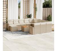 vidaXL Set Divano da Giardino 13 pz con Cuscini Beige in Polyrattan