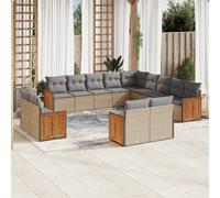 vidaXL Set Divano da Giardino 13 pz con Cuscini Beige in Polyrattan
