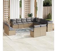 vidaXL Set Divano da Giardino 13 pz con Cuscini Beige in Polyrattan