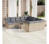 vidaXL Set Divano da Giardino 13 pz con Cuscini Beige in Polyrattan