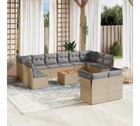 vidaXL Set Divano da Giardino 13 pz con Cuscini Beige in Polyrattan
