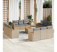 vidaXL Set Divano da Giardino 13 pz con Cuscini Beige Misto Polyrattan