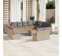 vidaXL Set Divano da Giardino 13 pz con Cuscini Beige Misto Polyrattan