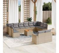 vidaXL Set Divano da Giardino 13 pz con Cuscini Beige Misto Polyrattan