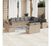 vidaXL Set Divano da Giardino 13 pz con Cuscini Beige Misto Polyrattan