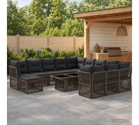 vidaXL Set Divano da Giardino 13 pz Grigio e Grigio Scuro polyrattan