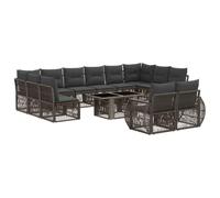 vidaXL Set Divano da Giardino 13 pz Grigio e Grigio Scuro polyrattan