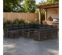 vidaXL Set Divano da Giardino 13 pz Grigio e Grigio Scuro polyrattan