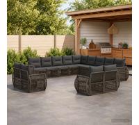 vidaXL Set di divani da giardino, 13 pezzi, grigio e grigio scuro, divano modulare moderno, resistente alle intemperie, lounge esterno, sedute eleganti, divano da giardino, composizioni flessibili