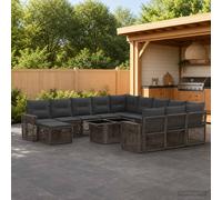 vidaXL Set Divano da Giardino 13 pz Grigio e Grigio Scuro polyrattan