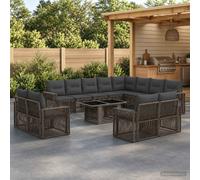 vidaXL Set Divano da Giardino 13 pz Grigio e Grigio Scuro polyrattan