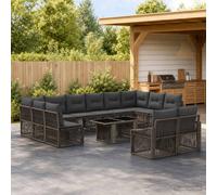 vidaXL Set Divano da Giardino 13 pz Grigio e Grigio Scuro polyrattan