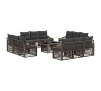 vidaXL Set Divano da Giardino 13 pz Grigio e Grigio Scuro polyrattan