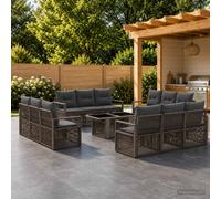 vidaXL Set Divano da Giardino 13 pz Grigio e Grigio Scuro polyrattan