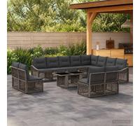 vidaXL Set Divano da Giardino 13 pz Grigio e Grigio Scuro polyrattan