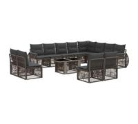 vidaXL Set Divano da Giardino 13 pz Grigio e Grigio Scuro polyrattan
