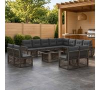 vidaXL Set Divano da Giardino 13 pz Grigio e Grigio Scuro polyrattan