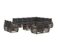 vidaXL Set Divano da Giardino 13 pz Grigio e Grigio Scuro polyrattan