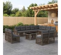 vidaXL Set Divano da Giardino 13 pz Grigio e Grigio Scuro polyrattan