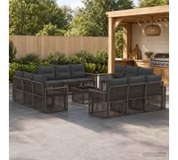 vidaXL Set di divani da giardino, 13 pezzi, grigio e grigio scuro, mobili da giardino componibili, divano resistente alle intemperie, set di relax in rattan per il vostro patio