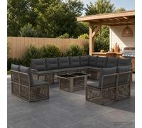 vidaXL Set Divano da Giardino 13 pz Grigio e Grigio Scuro polyrattan