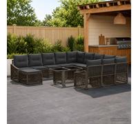 vidaXL Set Divano da Giardino 13 pz Grigio e Grigio Scuro polyrattan