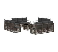 vidaXL Set Divano da Giardino 13 pz Grigio e Grigio Scuro polyrattan