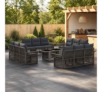 vidaXL Set Divano da Giardino 13 pz Grigio e Grigio Scuro polyrattan
