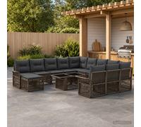 vidaXL Set Divano da Giardino 13 pz Grigio e Grigio Scuro polyrattan