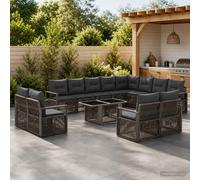vidaXL Set Divano da Giardino 13 pz Grigio e Grigio Scuro polyrattan