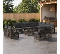 vidaXL Tuinbankenset 13 st Grijs poly rattan