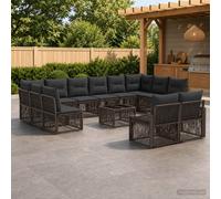 vidaXL Set Divano da Giardino 13 pz Grigio polyrattan