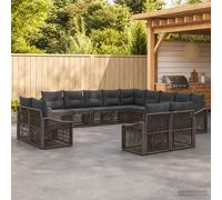 vidaXL Set di 13 divani da giardino in rattan artificiale grigio, design modulare regolabile, divano da giardino resistente alle intemperie, bellissimo mobile da esterno, perfetto per rilassarsi