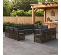 vidaXL Set di divani da giardino, 13 pezzi, grigio rattan sintetico, divano da giardino moderno, sedute resistenti alle intemperie, design modulare con cuscini, comodo mobile da patio