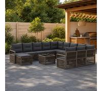 vidaXL Set di divani da giardino, 13 pezzi, grigio polyrattan, divano da esterno, modulabile, design moderno, in vimini, confortevole, resistente alle intemperie, cuscini regolabili
