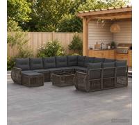 vidaXL Set Divano da Giardino 13 pz Grigio polyrattan