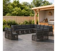 vidaXL Set di divani da giardino, 13 pezzi, grigio rattan sintetico, set di divani da giardino moderno, design modulare resistente, mobili in rattan per rilassarsi all'aperto