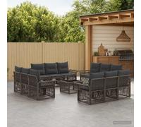 vidaXL Divano da giardino, 13 pezzi, grigio polyrattan, divano da giardino moderno, design modulare resistente alle intemperie, seduta lounge per patii