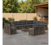 vidaXL Set di divani da giardino, 13 pezzi, grigio rattan sintetico, divano modulare in rattan, per giardino moderno, resistente alle intemperie, facile da pulire