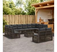 vidaXL Set di divani da giardino, 13 pezzi, grigio rattan sintetico, divano modulare per esterni, set lounge resistente alle intemperie, mobili da patio moderni, gambe regolabili