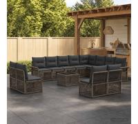 vidaXL Set Divano da Giardino 13 pz Grigio polyrattan