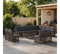 vidaXL Set di divani da giardino, 13 pezzi, grigio polyrattan, divani da giardino, moderni, resistenti alle intemperie, componibili, cuscini rimovibili, comfort regolabile