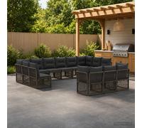 vidaXL Set di divani da giardino, 13 pezzi, grigio rattan sintetico, set divano da giardino moderno, resistente alle intemperie, design modulare, spazio esterno funzionale, rattan poliestere