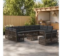 vidaXL Set Divano da Giardino 13 pz Grigio polyrattan